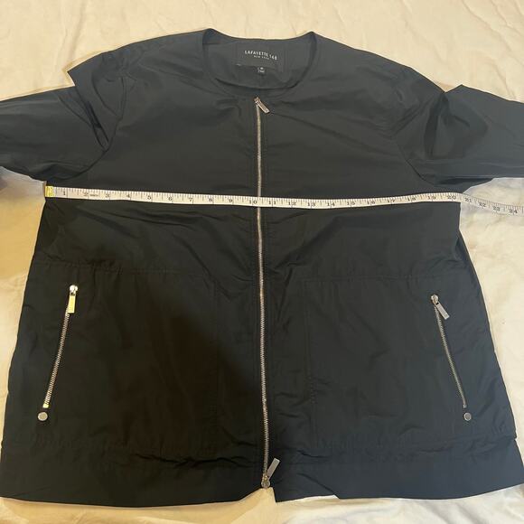 Lafayette 148 New York Johnsie Empirical Tech Cloth Zip Up Jacket Black Sz M - Picture 6 of 9